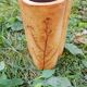Trilobed vase herbarium motif, sandstone, signed Raymonde Leduc (Vallauris, 60s)