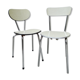 2 chairs in light green formica