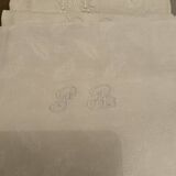 6 serviettes damassé lin/soie .monogramme  pc/pf/pb