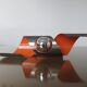 Space age wall lamp chrome metal and orange 70s