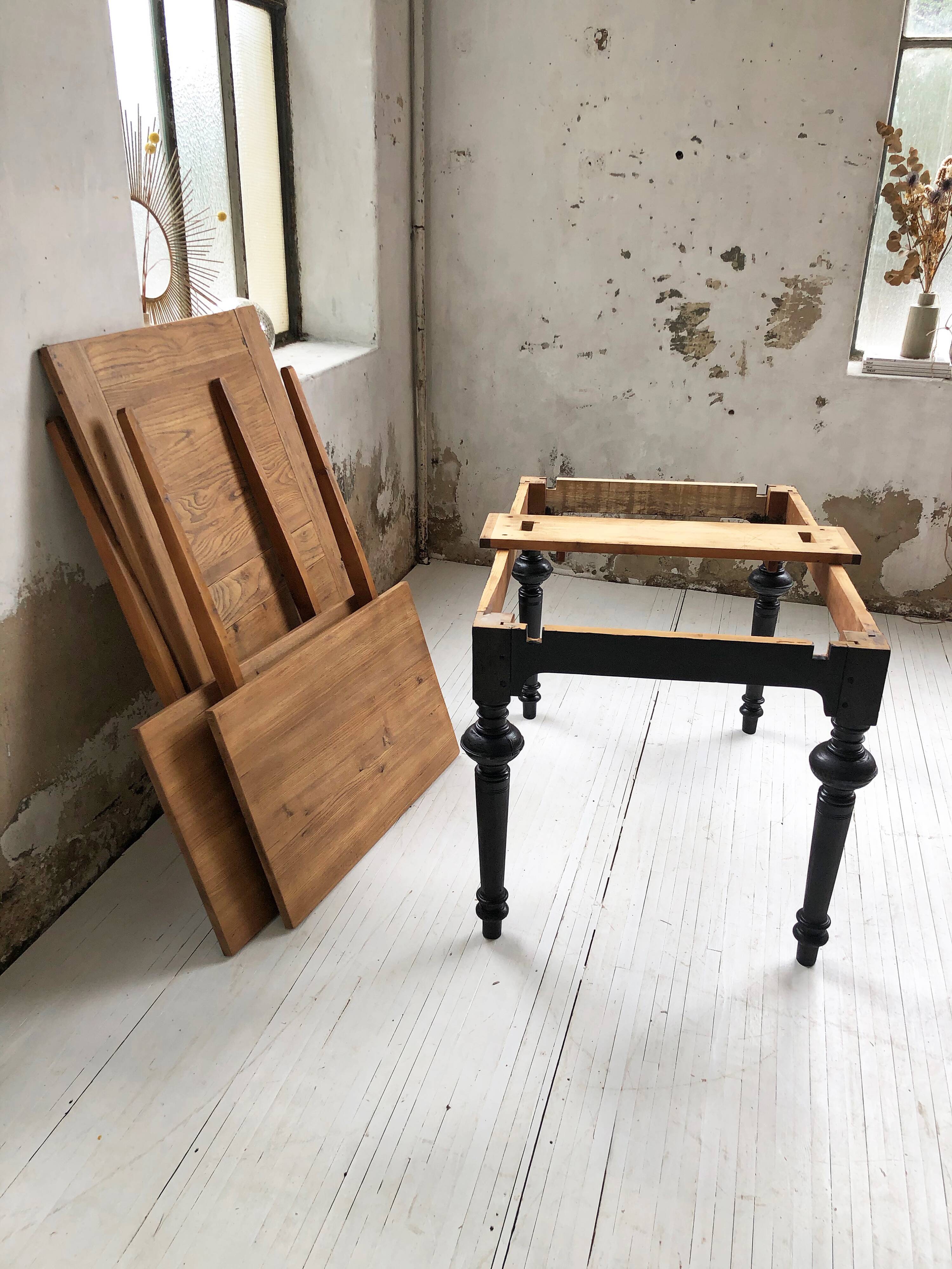 Ancient oak farm table with extensions 218 cm