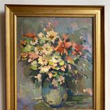 Antique painting, Still life with wild flowers, signed, 20th century
