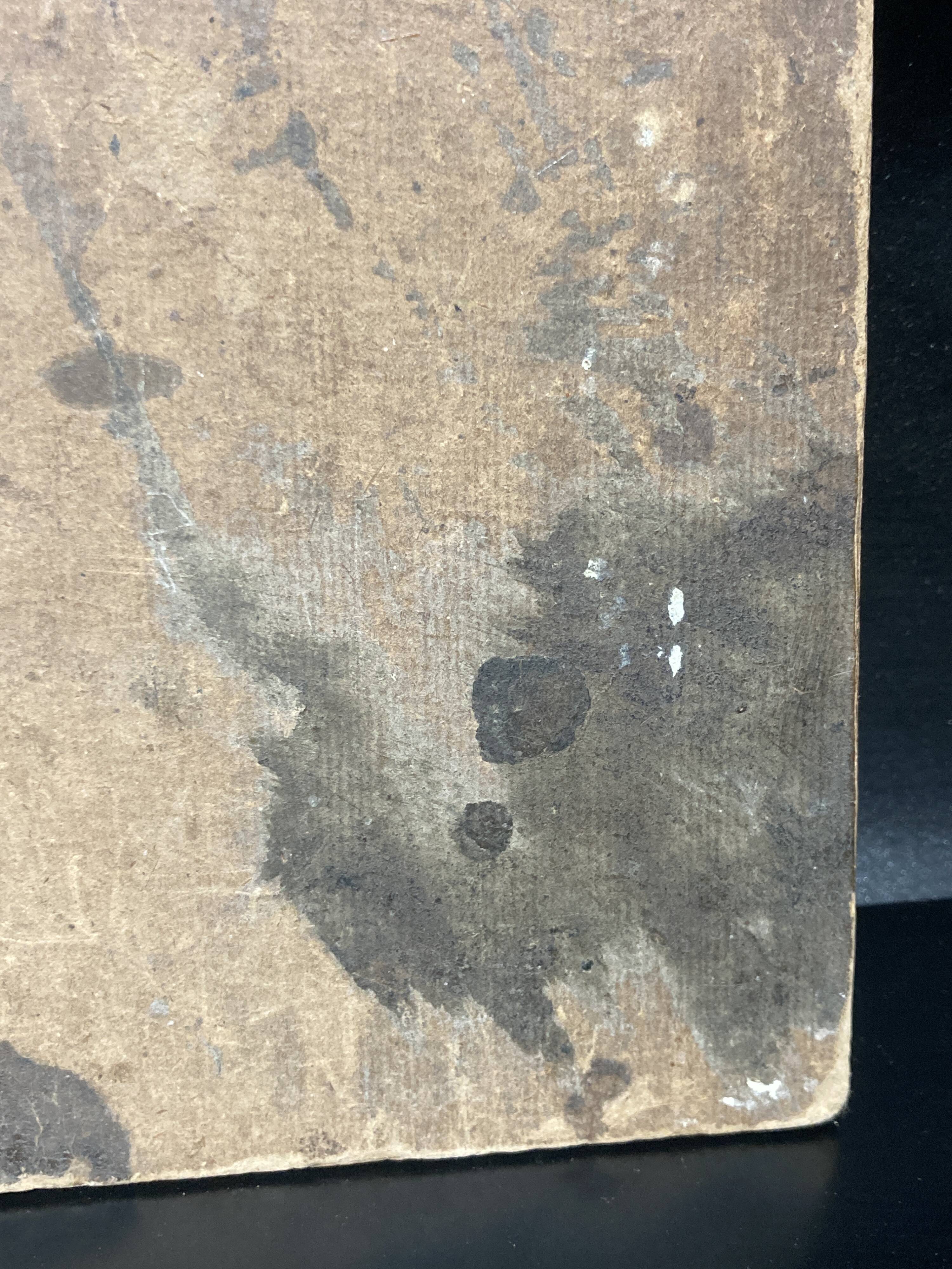 Oil on wood representation of camels.