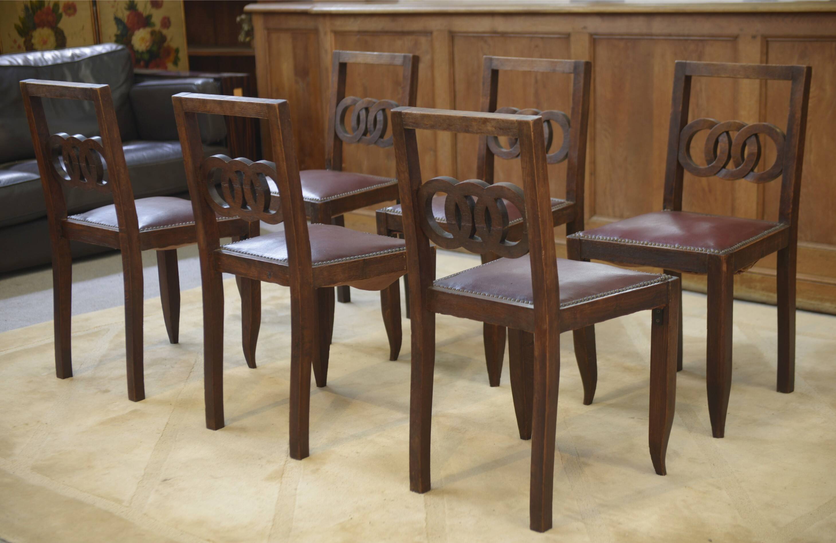Ensemble de 6 chaises en chêne 1950’s