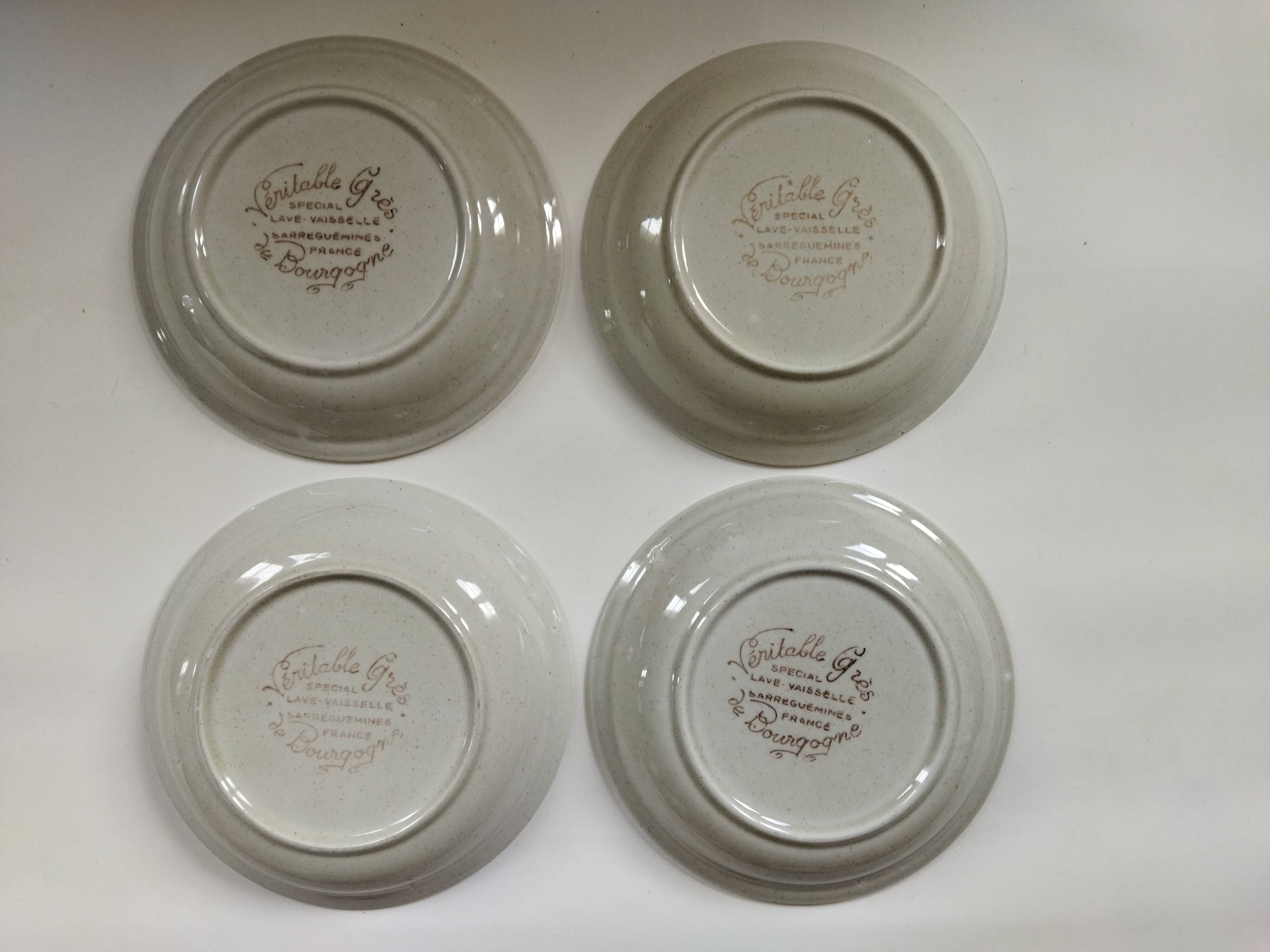 4 assiettes creuses Sarreguemines "Chardons"