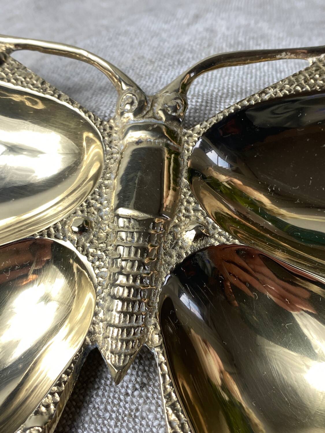 Butterfly-shaped brass pocket emptier