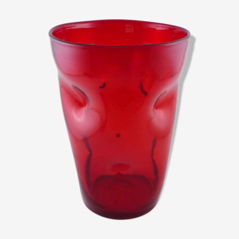 Vase in ruby ​​ruby ​​empolated glass Italy around 1950