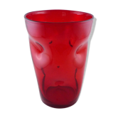 Vase en verre pincé rubis empoli Italie vers 1950