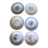 6 mismatched flat plates Fontanges Marsac Longwy Digoin