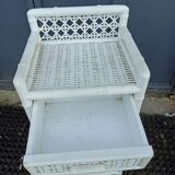 Bamboo shelf and loose white rattan