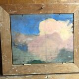 Huile sur panneau signé avec cadre bois vintage
