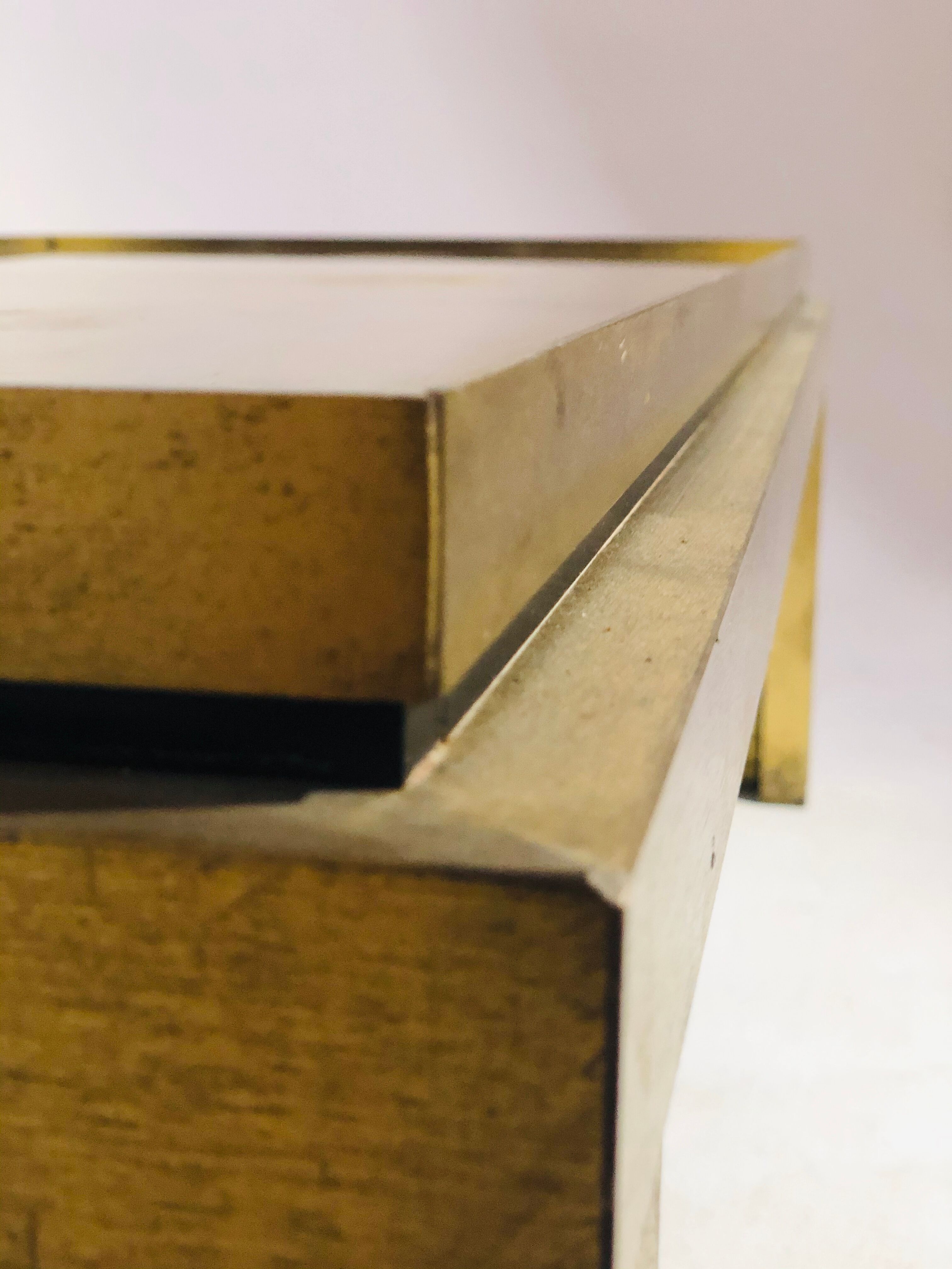 Vintage coffee table in agglomise glass and brass