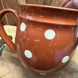 carafe, pitcher, Landert brown ceramic with cream dots