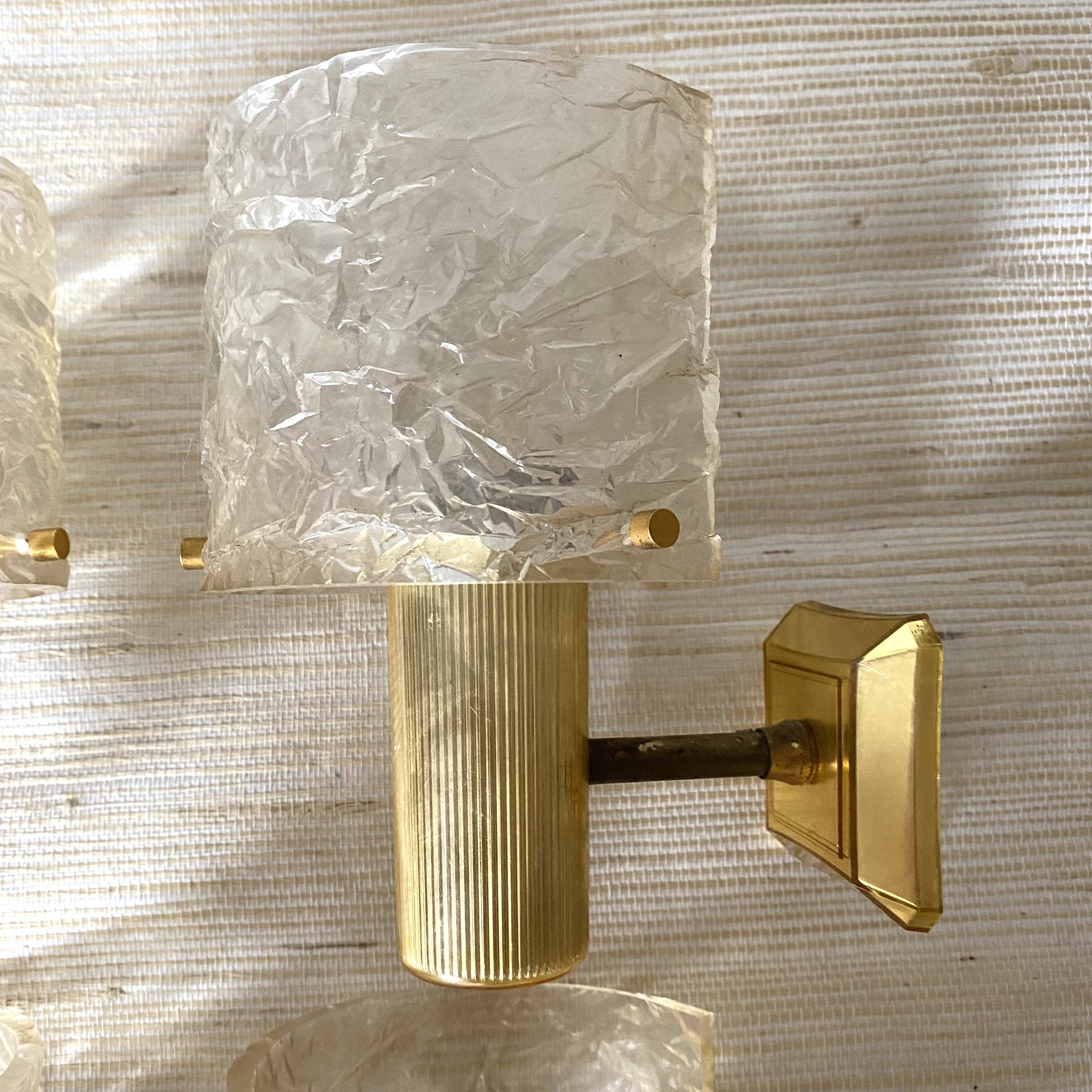 Set of 4 60s wall lights in champagne-colored resin
