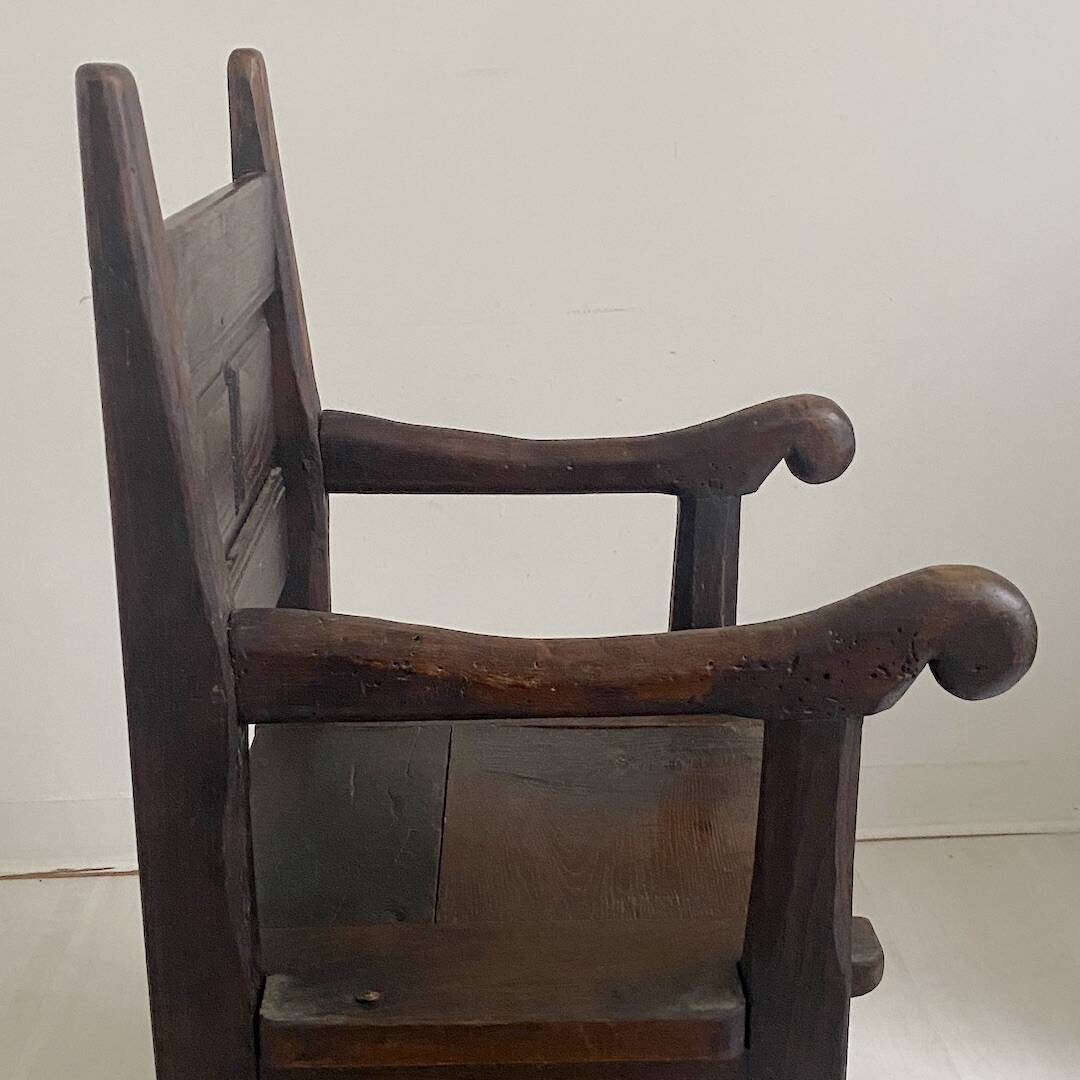 18th century solid oak chest armchair