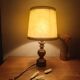 bedside lamp turned wooden base | lampshade for