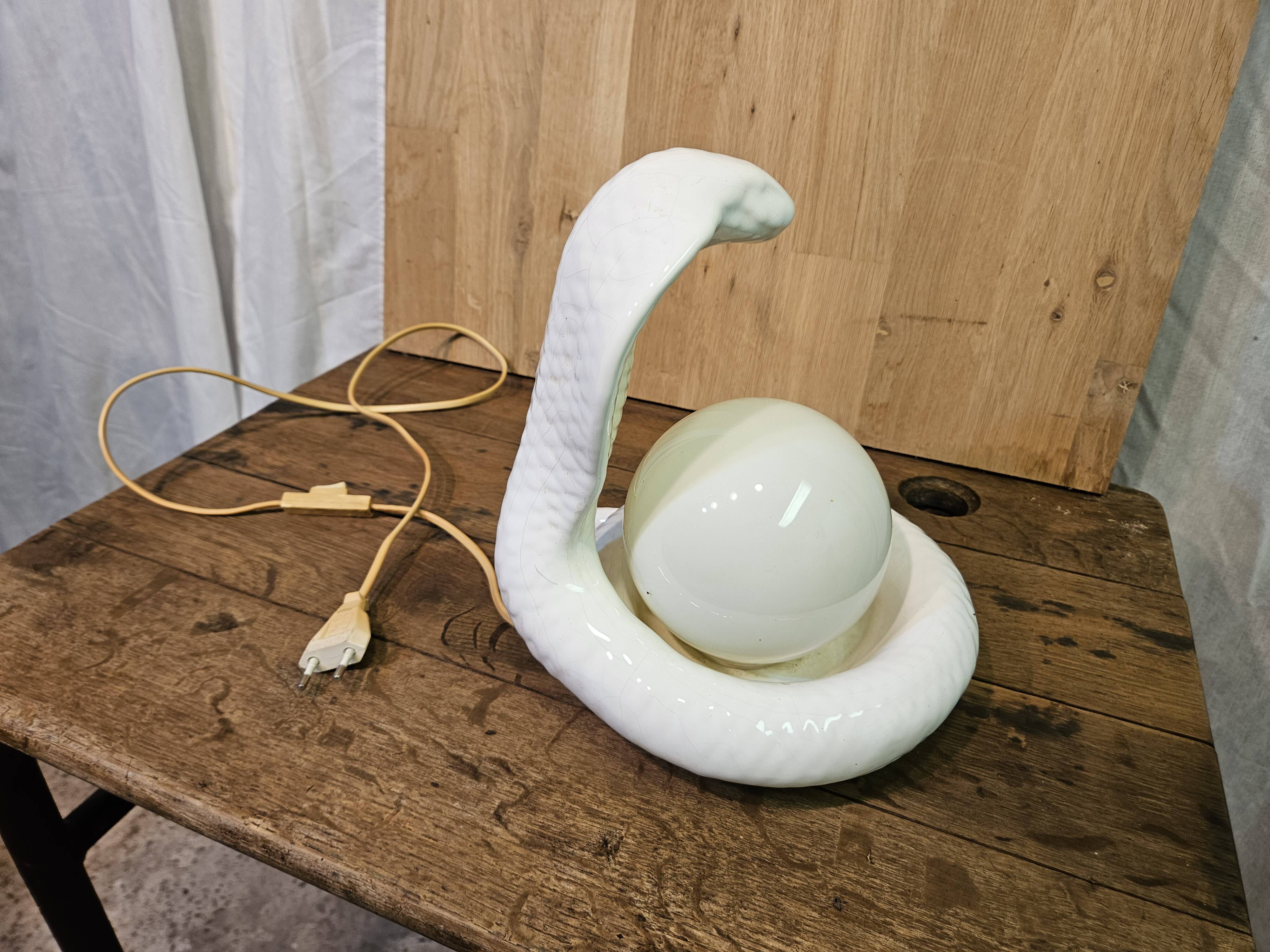 Cobra snake lamp 1970 1980 Avobin Italy