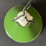 Industrial suspension conical metal green enamelled tole vintage