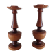 Pair of raw wood candlesticks
