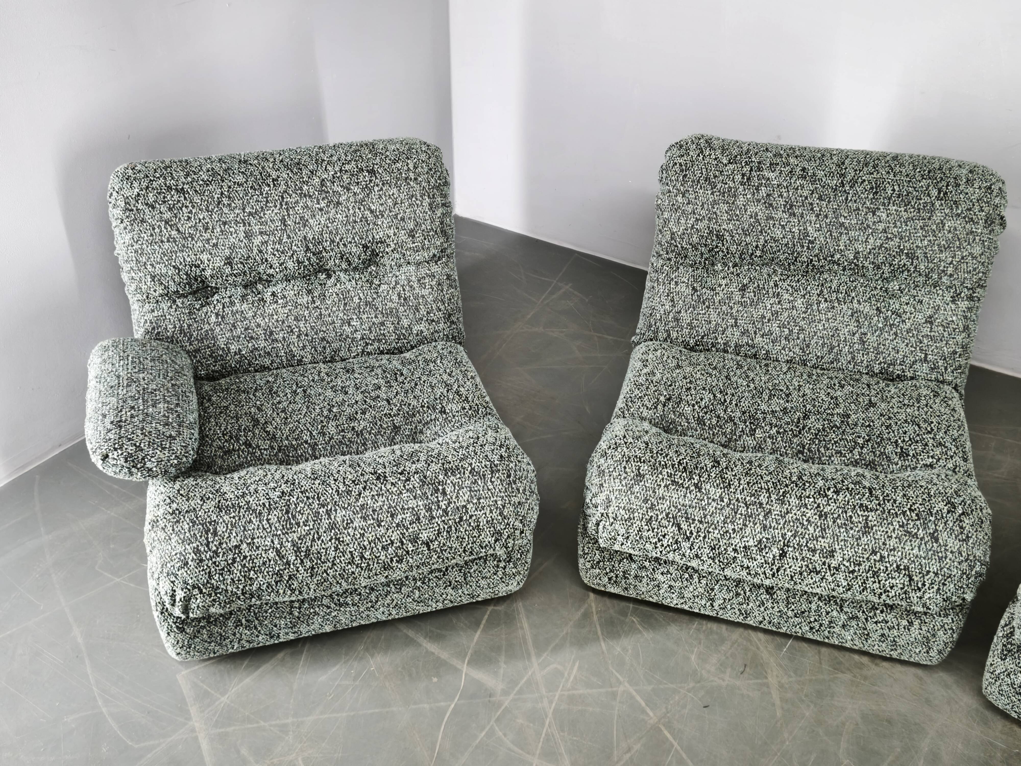 1970s Czechoslovak Space Age Four-Piece Sculptural Modular Sofa