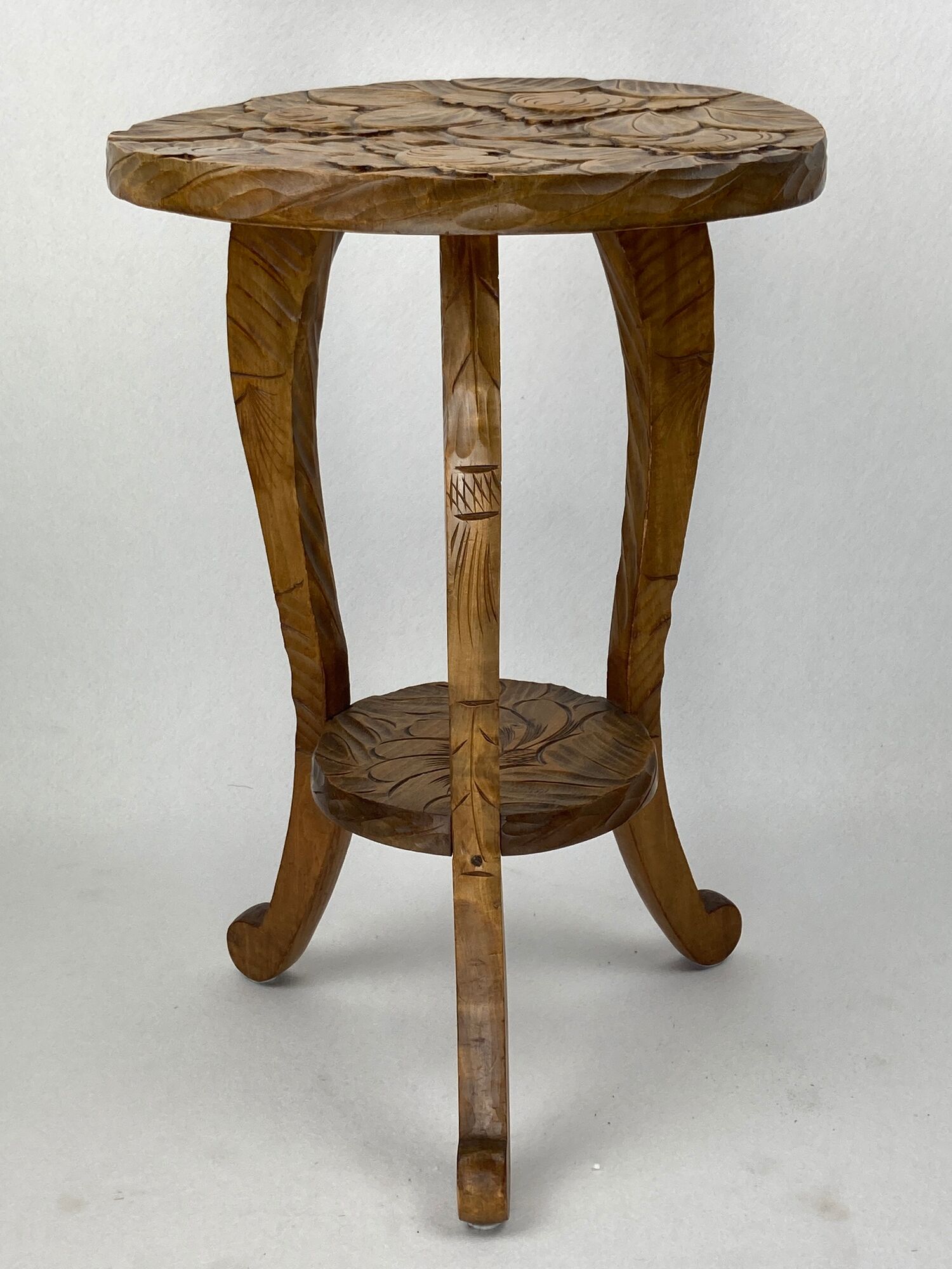 Antique Japanese hand carved side table, Liberty London ca 1905