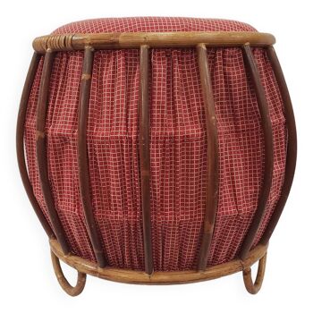 Tabouret / pouf en rotin vintage