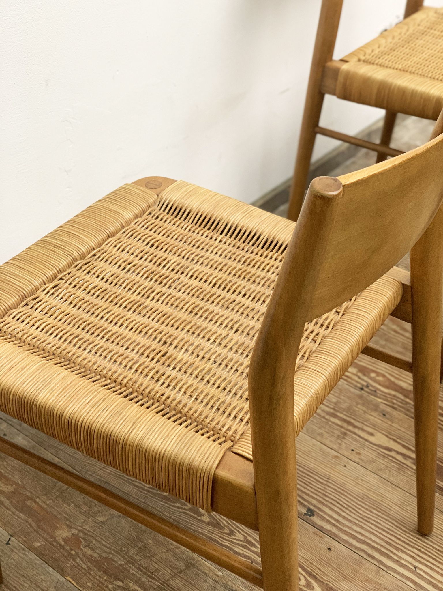 Mid century cherry wood dining chairs by Georg Leowald for Wilkhahn, Set of 4, Germany,1950s