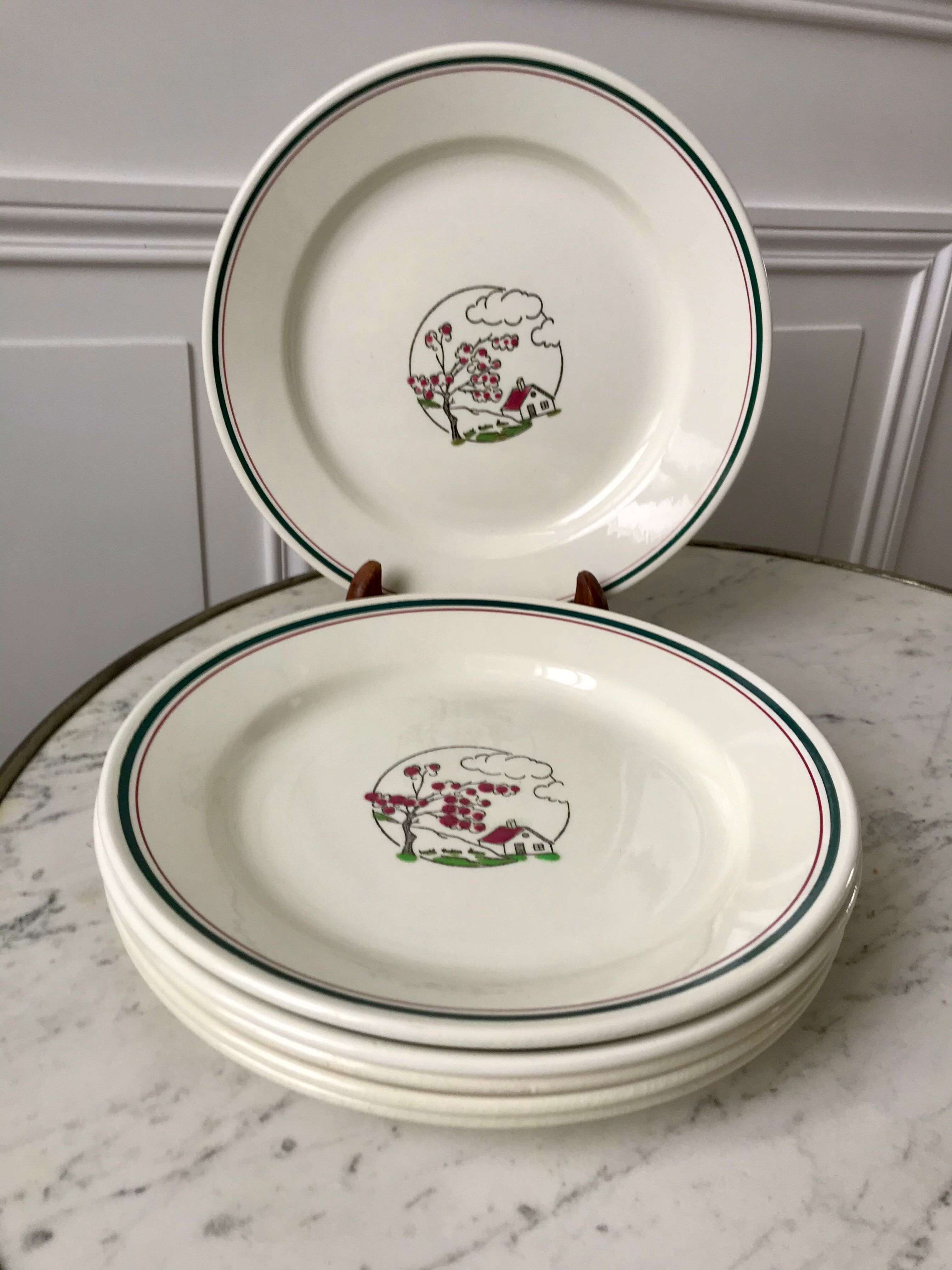 Set of 6 flat plates salins model "april" years 30-40