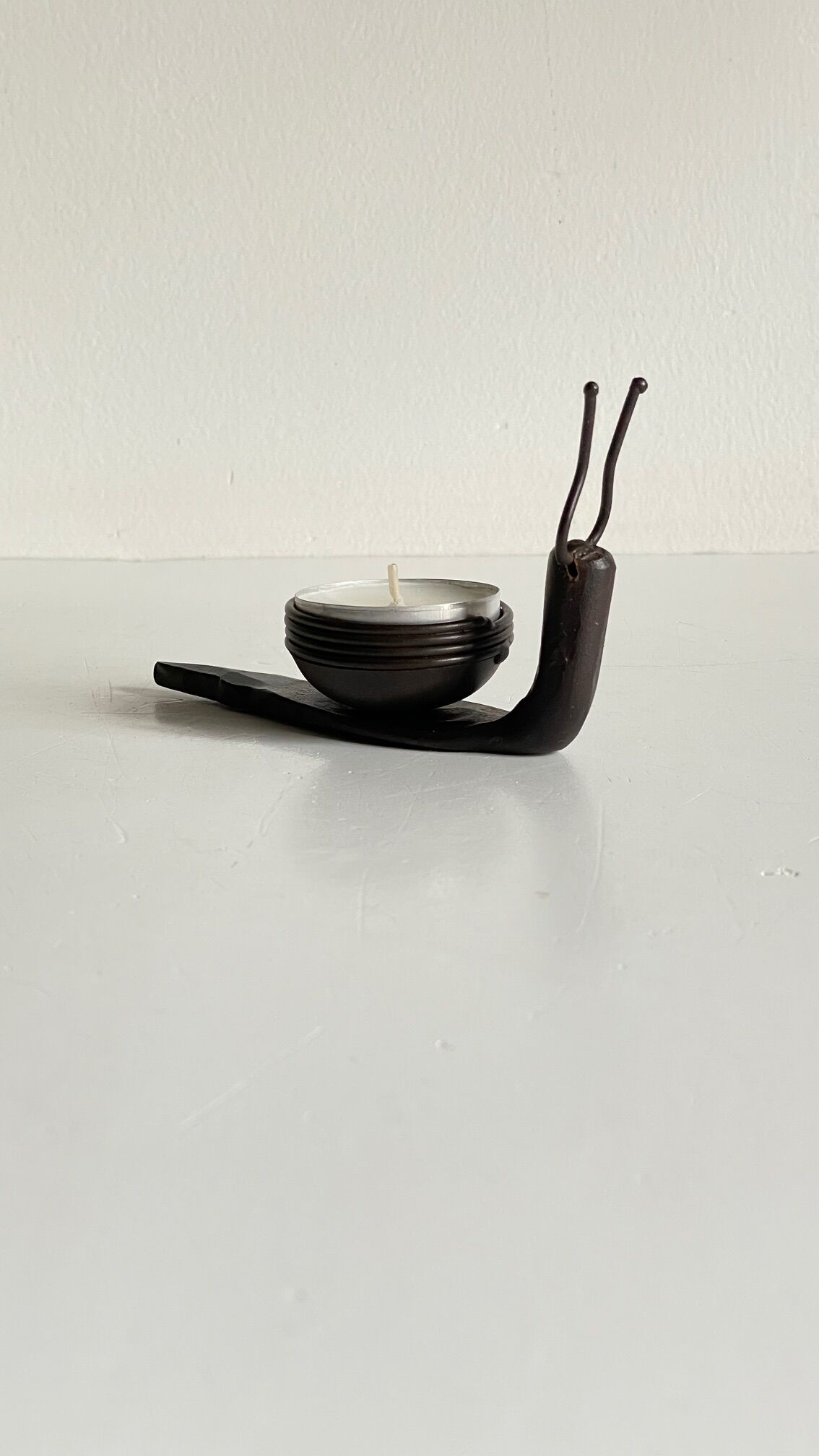 Brutalist escargot vintage candle holder