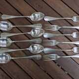 Set of 6 silver plated metal forks and spoons 20g with medallion f