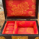 Vintage jewelry box China lacquered wood brass mother-of-pearl