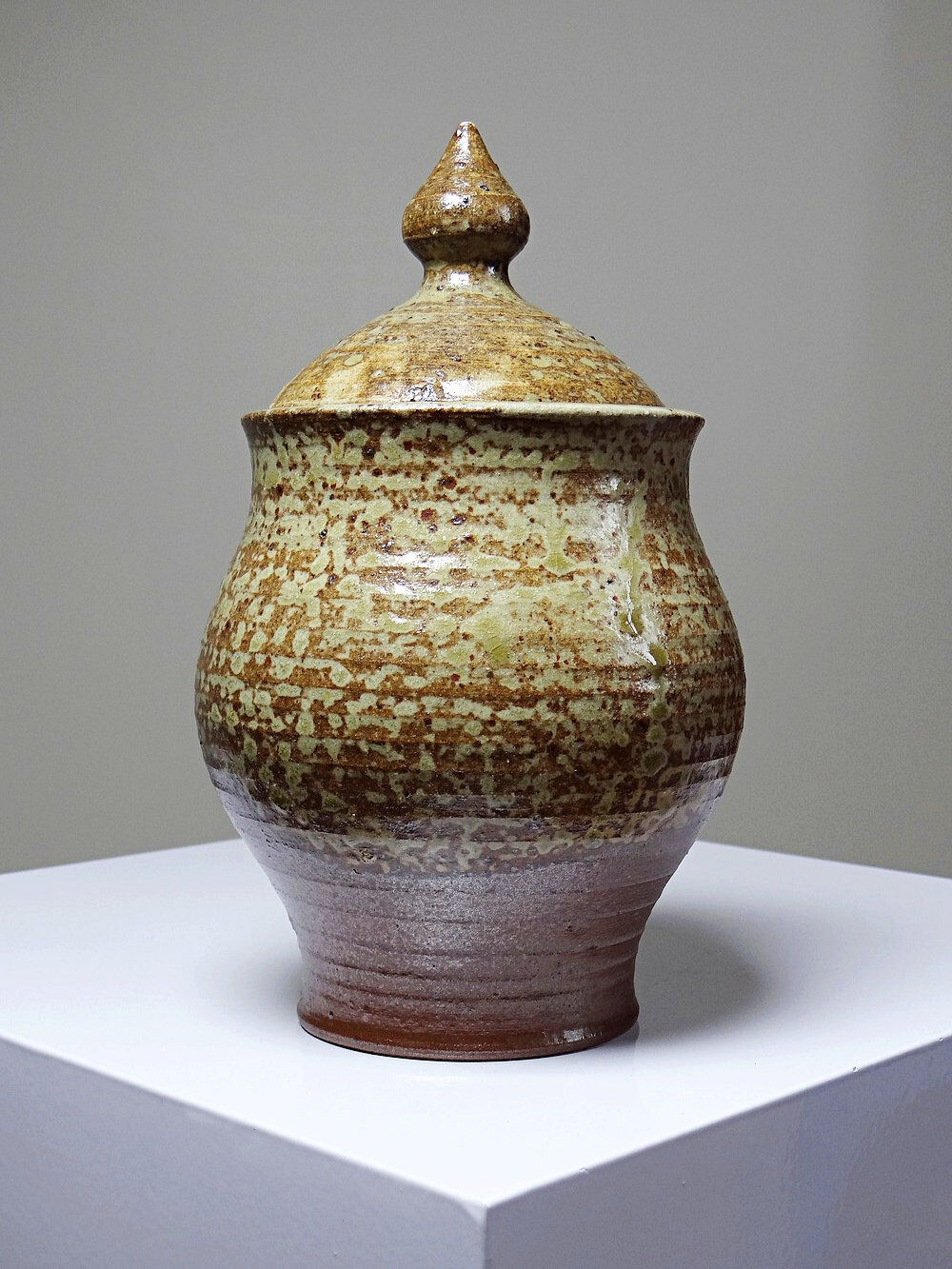 Boîte en grès pyrité émaillé chic et rustique vintage années 50-60