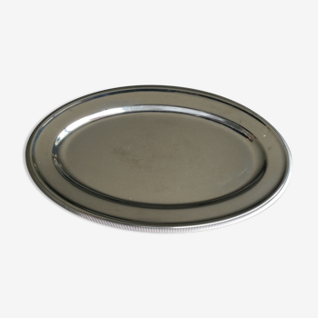 oval dish in stainless steel LB 10 french manufacture punched"