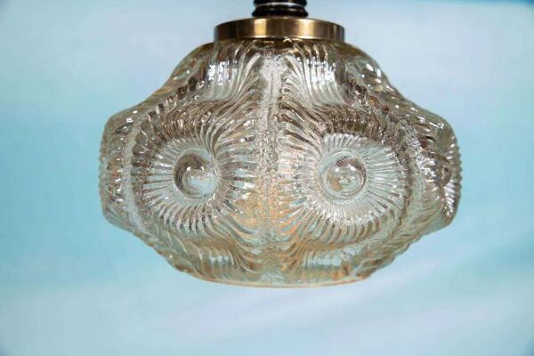Vintage design suspension suédoise en verre des années 60, verre travaillé
