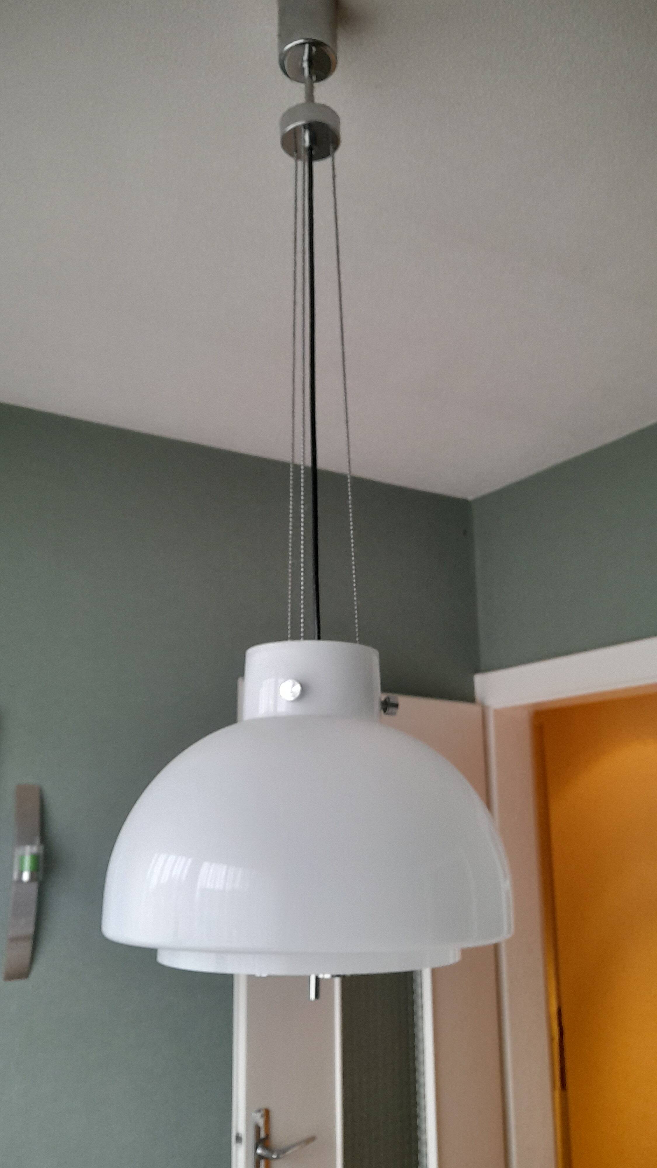 Mouth-blown 70's opaline pendant light from Limburg (Germany)
