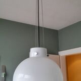 Mouth-blown 70's opaline pendant light from Limburg (Germany)