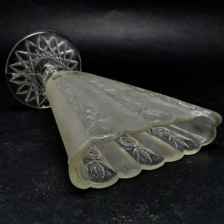 Art deco vase, pressed glass, bolesław morawski glassworks, poland, 1950s