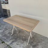 Antique Aerogommer bistro restaurant table with cast iron legs