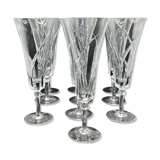 Series of 10 champagne flutes in Sèvres crystal Niagara model of the 50s