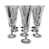 Série de 10 flûtes à champagne en cristal de Sèvres modèle Niagara des années 50