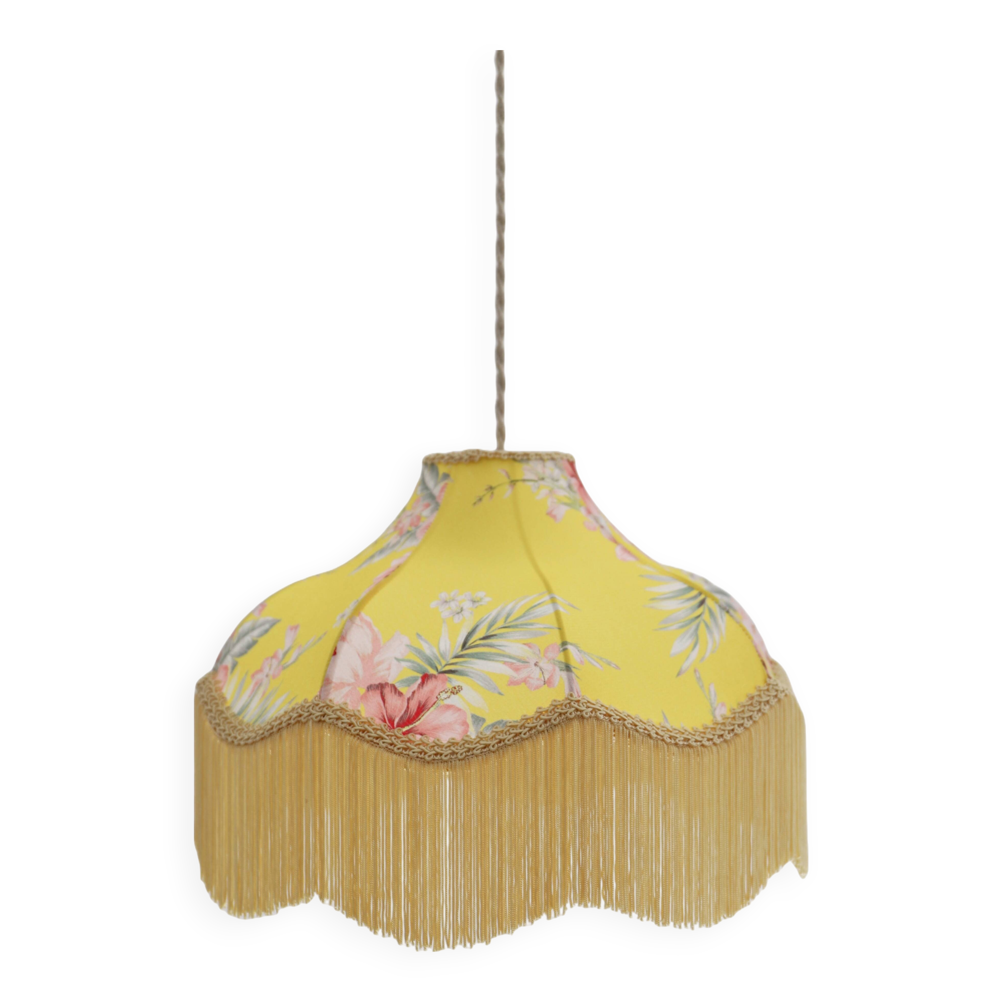 Suspension vintage florale imprimée avec franges