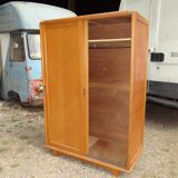 Wardrobe 1950 light oak sliding doors