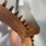 Vintage Brazilian folk art handmade round wall cabinet in Cumaru wood, 1960s