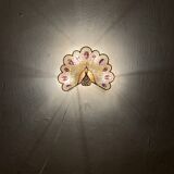 Ensemble de 2 appliques murales en verre cristal en forme de paon de Palwa