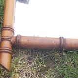 Old turned wood mirror, bamboo imitation.