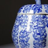 Gros pot couvert "Citrouille" Chinois céramique artisanale vintage