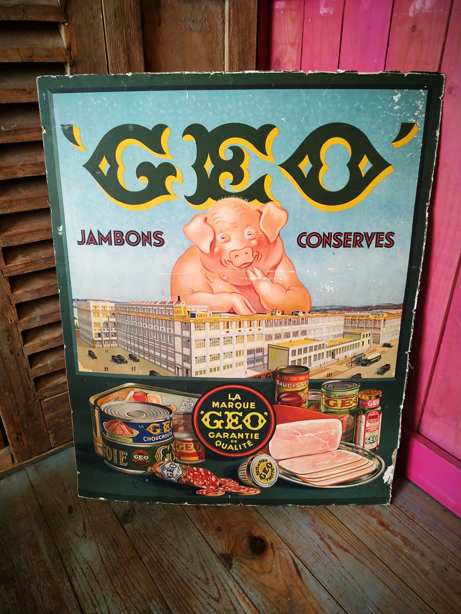 Affiche publicitaire conserverie - charcuterie Géo