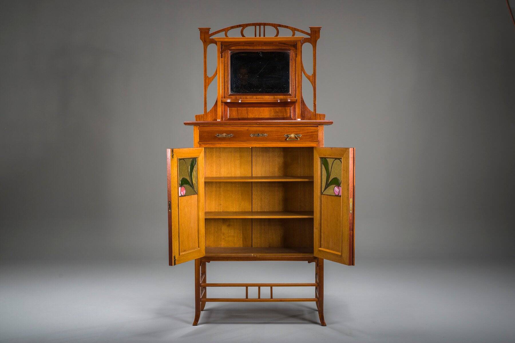 Art Nouveau cabinet with mirror, 1890s