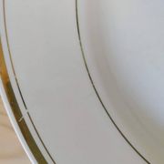 6 Vintage Moulin des Loups Gold-Edged Dinner Plates