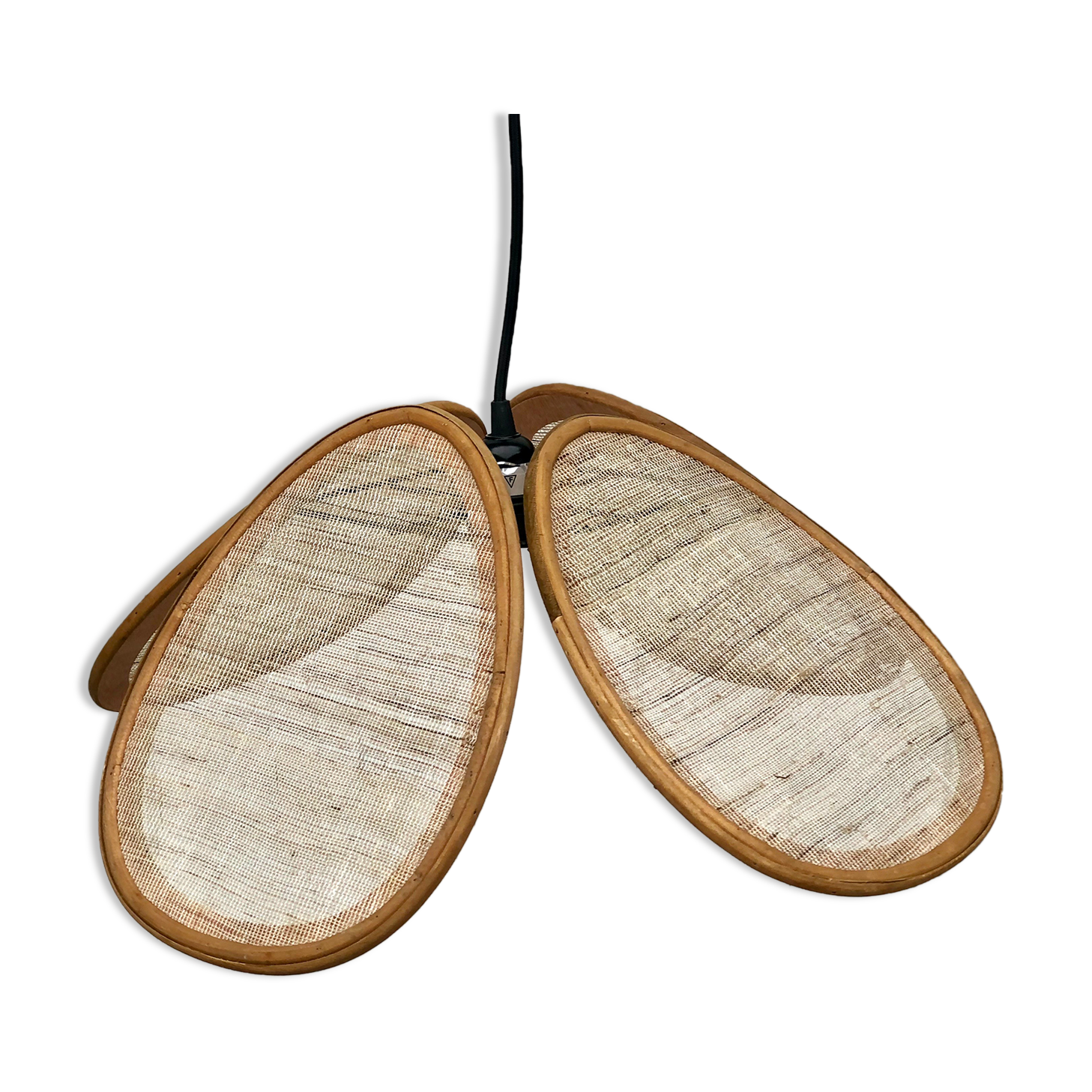 Suspension fleur rotin et lin